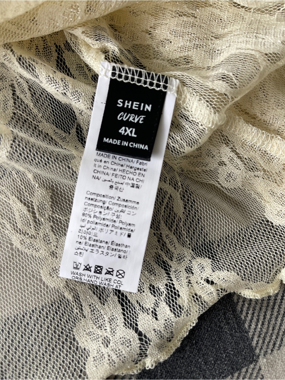 SHEIN Curve Ivory Sheer Lace Mesh Long Sleeve Top 4XL Romantic - Picture 4 of 9